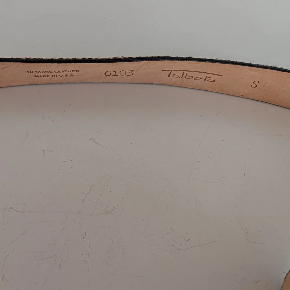TALBOTS Genuin Leather Animal Print Belt with Black Accent Size S 34 Inches